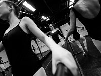 E class students work on their Fondue exercises during barre workouts at the New Bedford Ballet studio on Purchast Street in the north end of New Bedford.   [ PETER PEREIRA/THE STANDARD-TIMES/SCMG ]